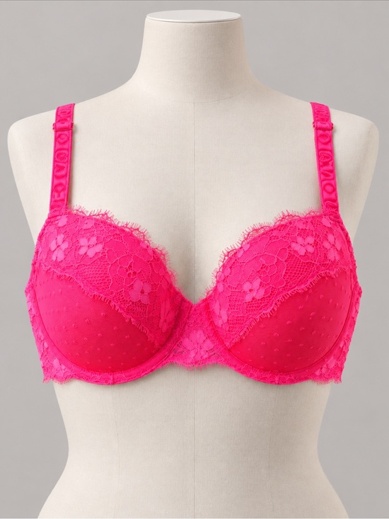 Victoria's Secret Other - Victoria’s Secret 32DD Hot Pink Lace Lined Demi Bra Coquette Romantic Lingerie